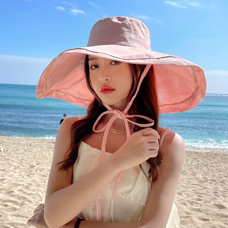 2022夏季韩版新款渔夫帽女日系少女大帽檐帽子海边度假防晒太阳帽详情3
