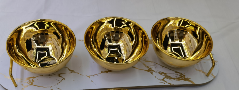 Gold bowl for home decoration electroplated ornaments 33