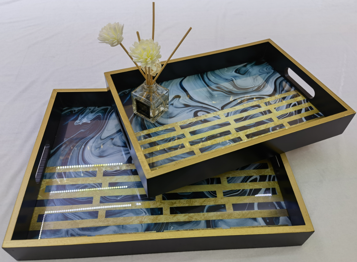 Decorative candlestick wooden tray 53