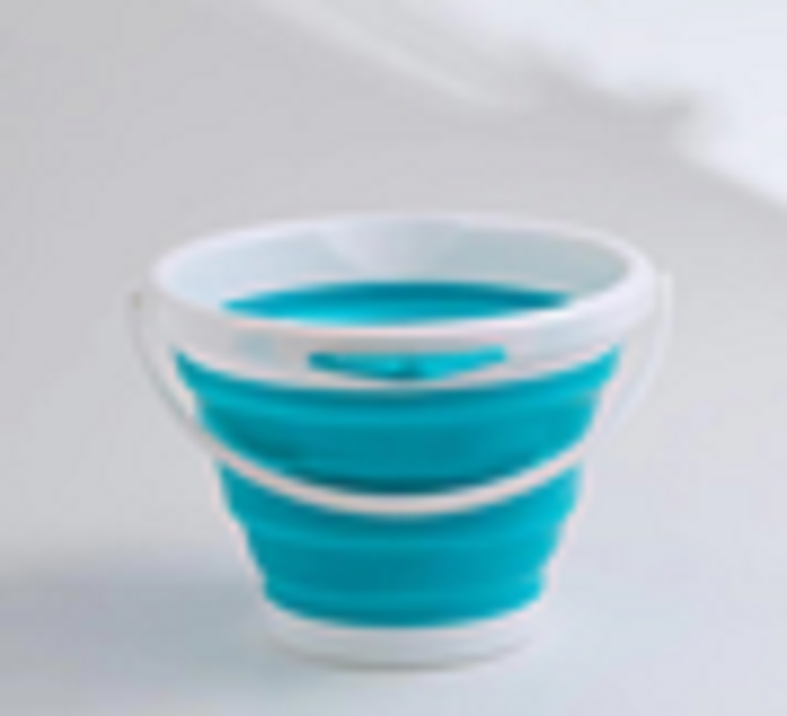 A large blue folding bucket