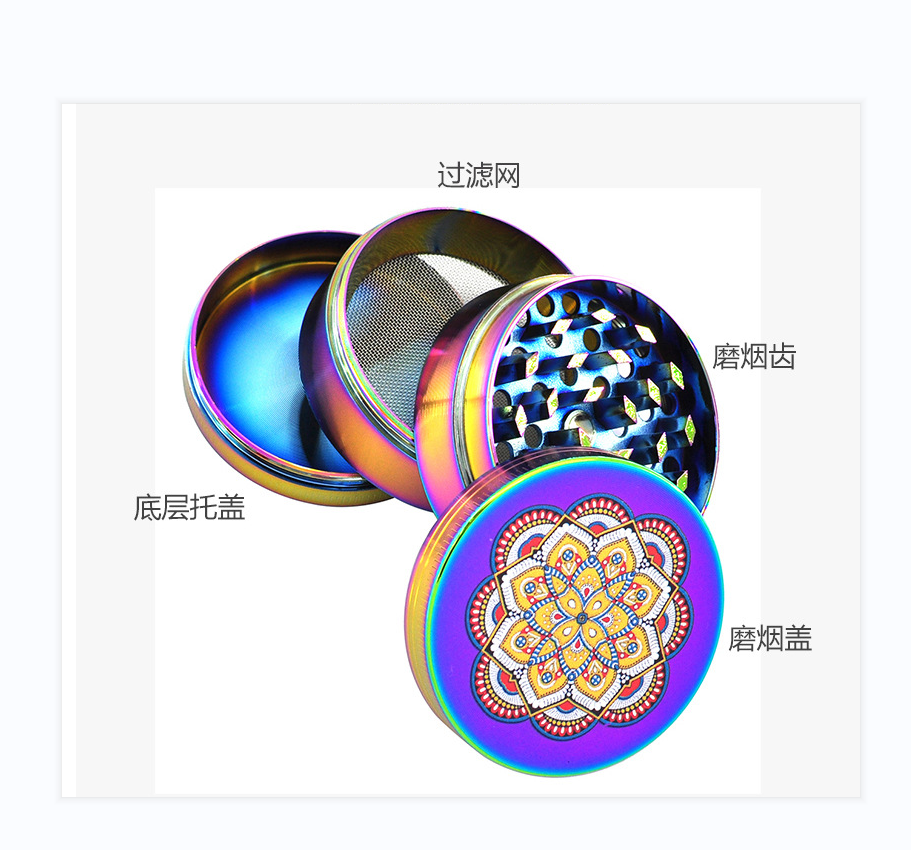 彩喷花纹磨烟器细节图