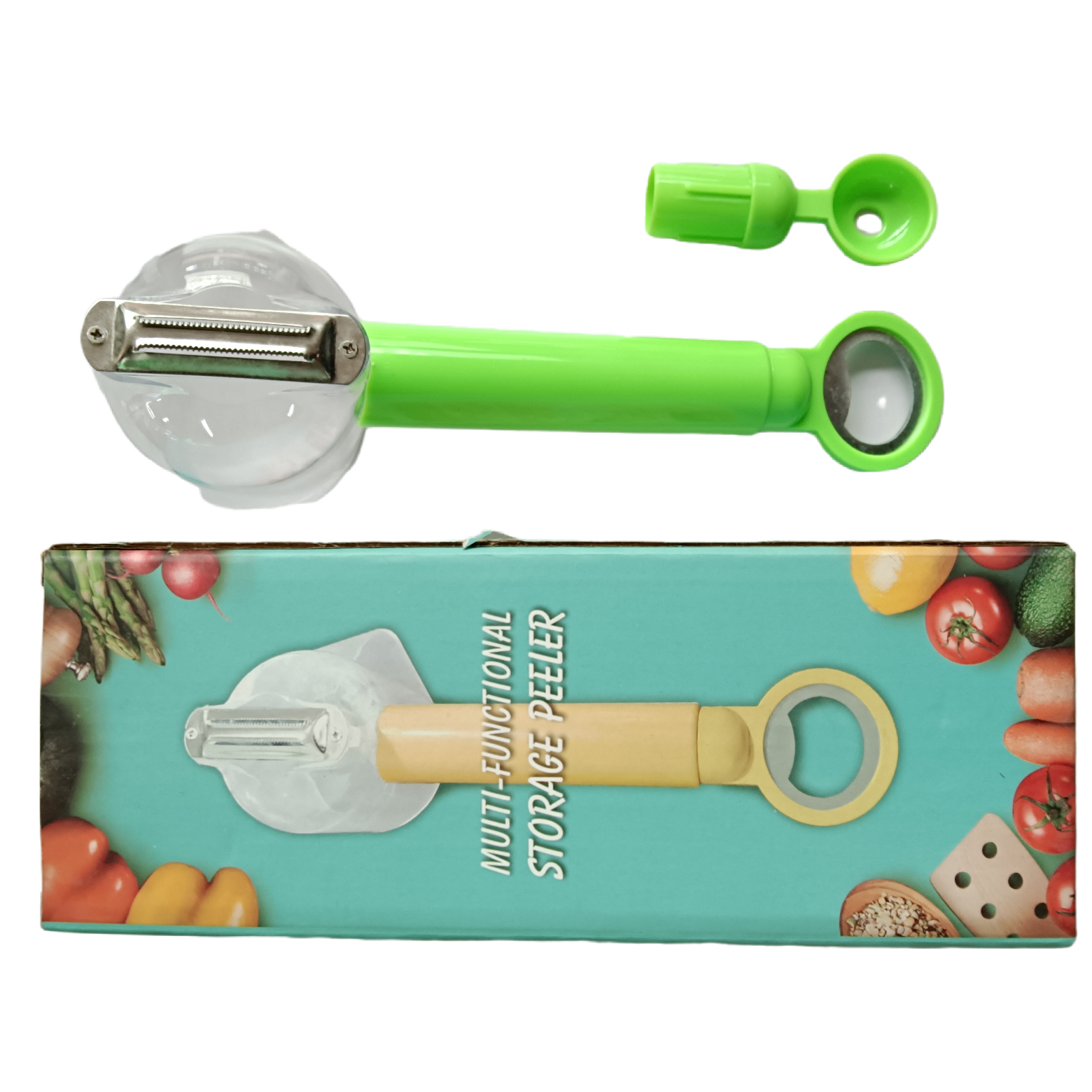 Multi-functional peeler with box peeler, cylindrical peeler and bottle opener, three-in-one fruit peeler Item Picture