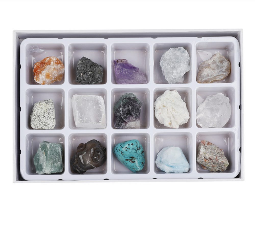 天然岩石矿物标本盒装A/B/C/D四盒一套自然地质学儿童教材礼物详情图3