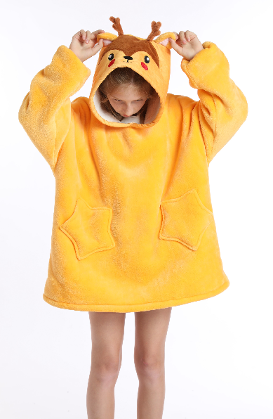 Children's pajamas, flip-top cold-proof clothing, cold-proof clothing, double-layer thickened lambskin pajamas, cartoon hooded clothes detail image 5