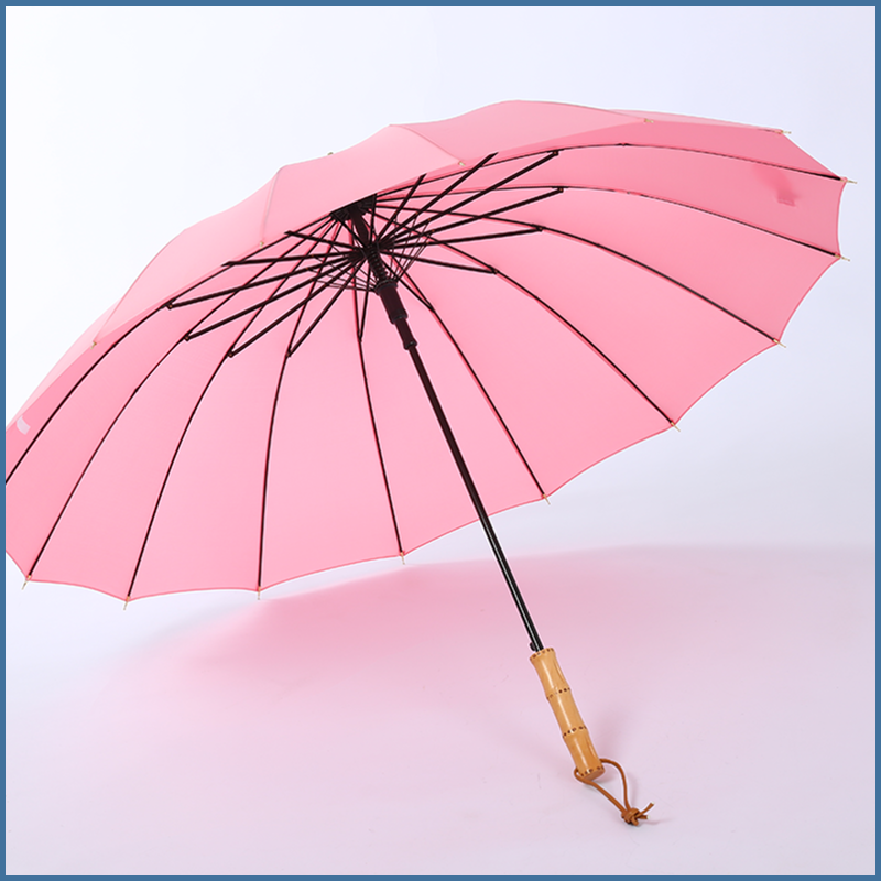 16开竹节柄碰击布雨伞半自动伞地摊百货