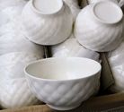 家日用陶瓷餐具库存处理浮雕小碗4.7英寸白碗直口碗
