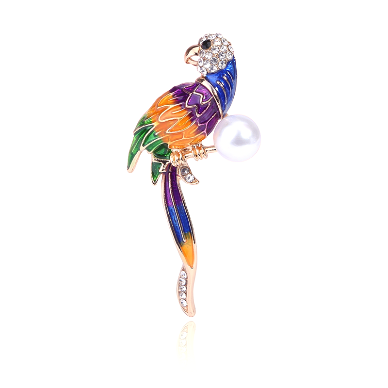 Factory direct sales, popular high-end new brooches for foreign trade, paired with Langdi Oil bird creative European and American luxurious high-end pearl pins, pearl coats, corsages, mom gifts Item Picture