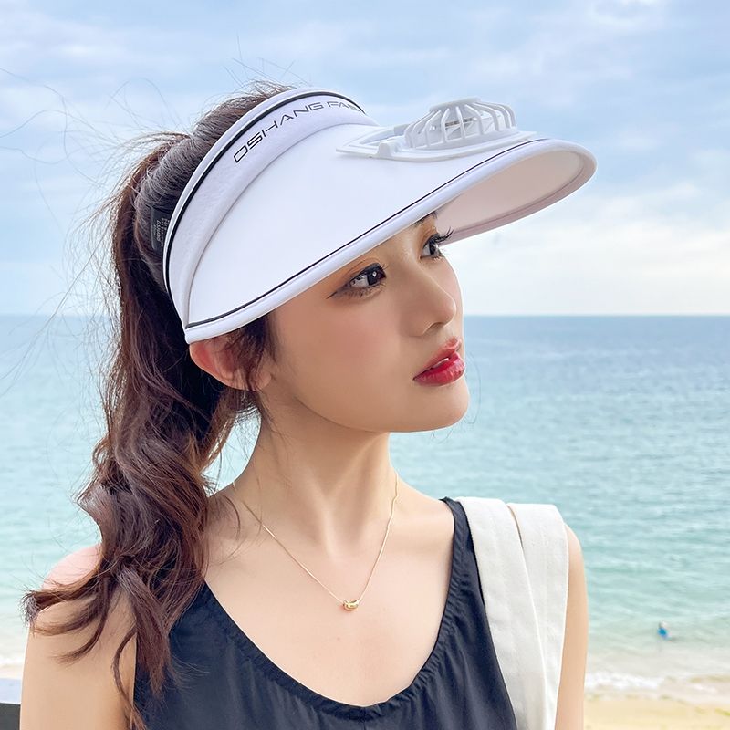 USB充电带风扇帽子女夏季大帽檐遮阳防晒帽子防紫外线空顶太阳帽男女同款可调节大沿帽详情图9