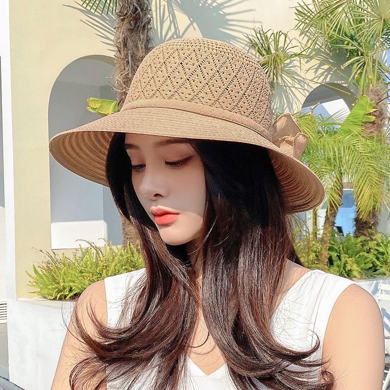 新款夏季帽子女出游大沿防晒太阳帽逛街透气网眼凉帽花朵女士盆帽详情图15