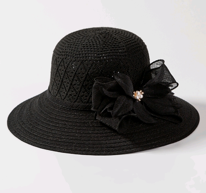 新款夏季帽子女出游大沿防晒太阳帽逛街透气网眼凉帽花朵女士盆帽详情图6