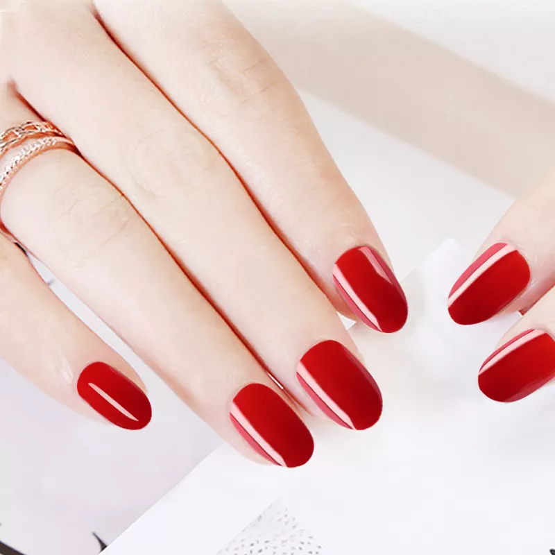 Solid color with bright oil artificial nails, nude color, pink multi-color nail nail pieces, 24 pieces, soft, comfortable, fit well, detachable for repeated wearing, exclusively for export Application Scenario