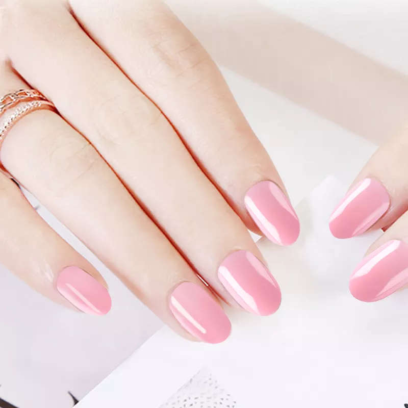 Solid color with bright oil artificial nails, nude color, pink multi-color nail nail pieces, 24 pieces, soft, comfortable, fit well, detachable for repeated wearing, exclusively for export Item Picture