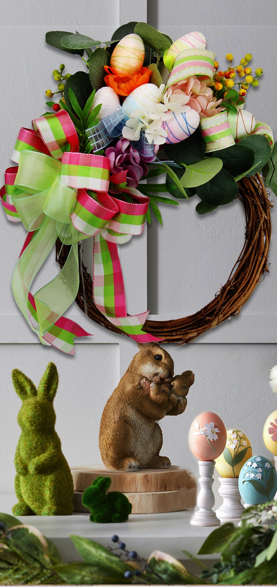 Item No. 1043 Christmas Gift Packaging Decoration Christmas Tree DIY Red and Green Checkered Double-sided Wire Ribbon 3.8cm