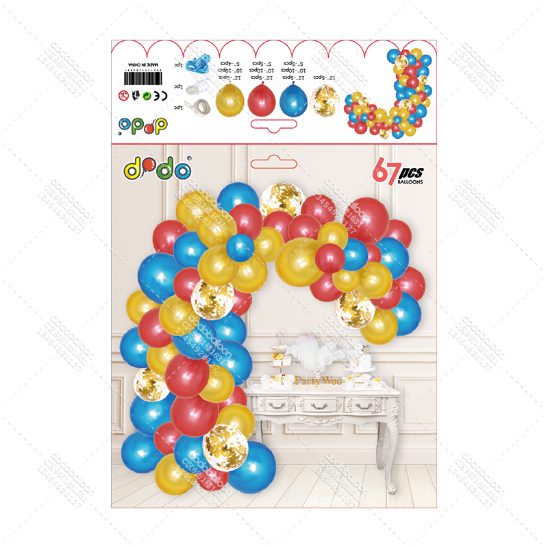 67pcs跨境热销新款ins风气球链生日庆典派对气球套装铝膜乳胶气球链详情图5