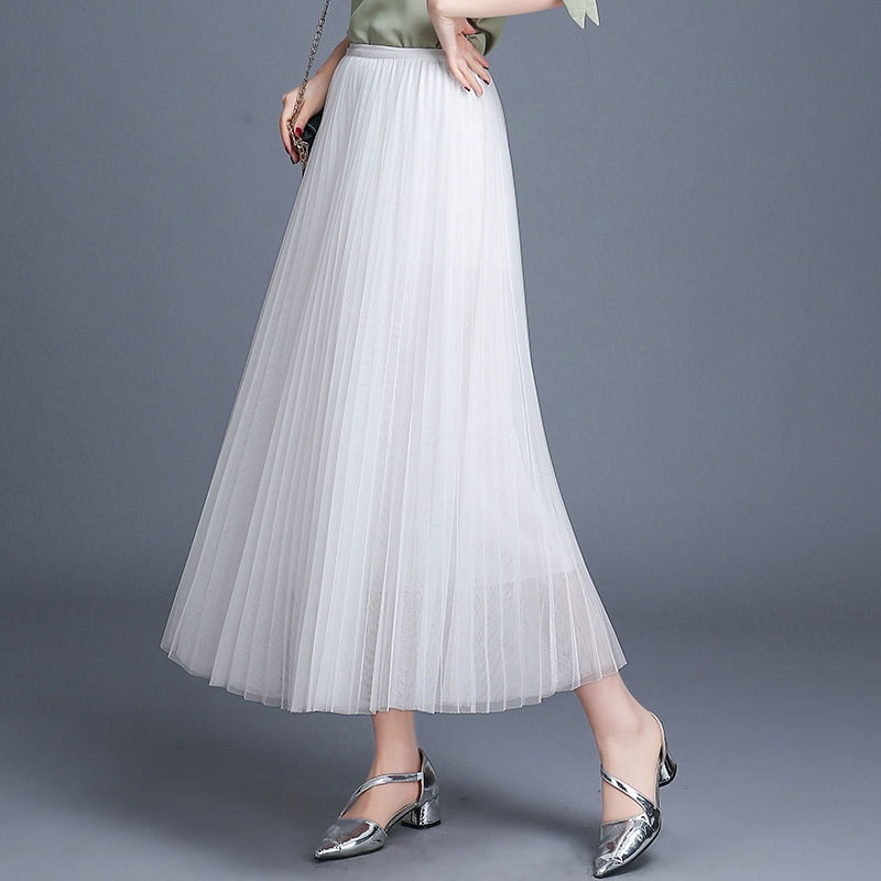 Tianhao Clothing pleated skirt, tulle skirt, mid-length tulle skirt for women in summer, with a slimming drape, super ethereal tulle skirt, high-waisted long skirt Application Scenario