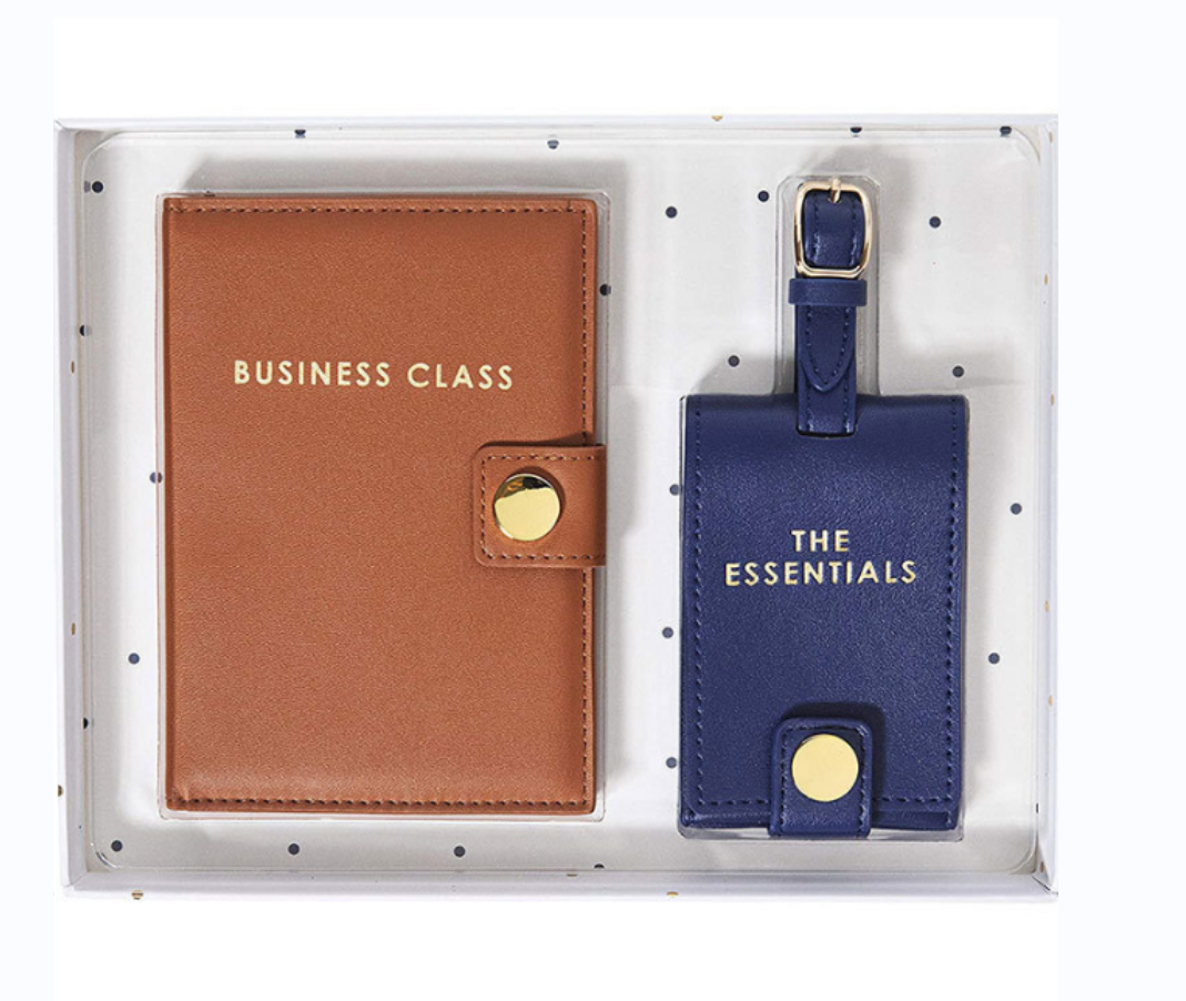 Leather passport cases and PU boarding pass luggage tag sets for export
