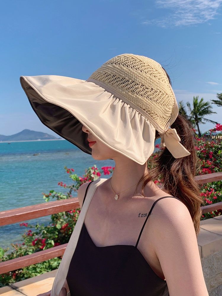 Evelyn Hat Line Large Rim Vinyl Empty Top Sunshade Hat Sunscreen Hat Item Picture