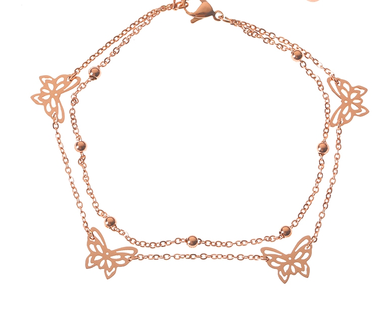 蝴蝶双层网红脚链子女款性感古风森系