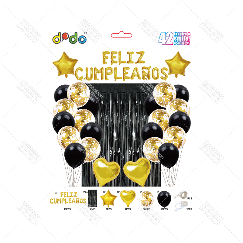 42pcs西班牙语生日铝膜气球套装生日快乐派对场景装饰铝膜铝箔气球批发详情7