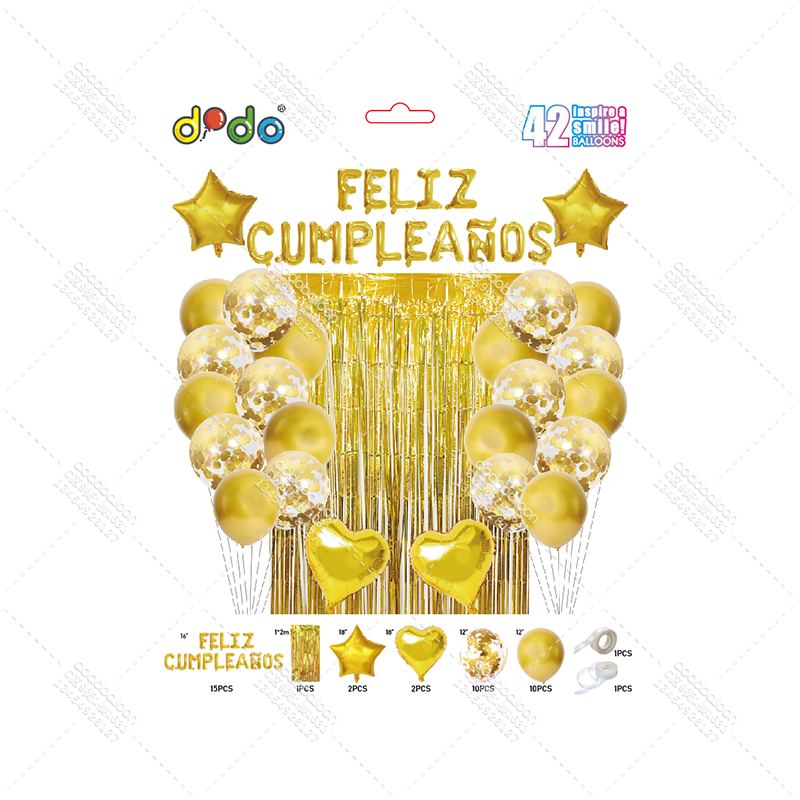 42pcs西班牙语生日铝膜气球套装生日快乐派对场景装饰铝膜铝箔气球批发详情2