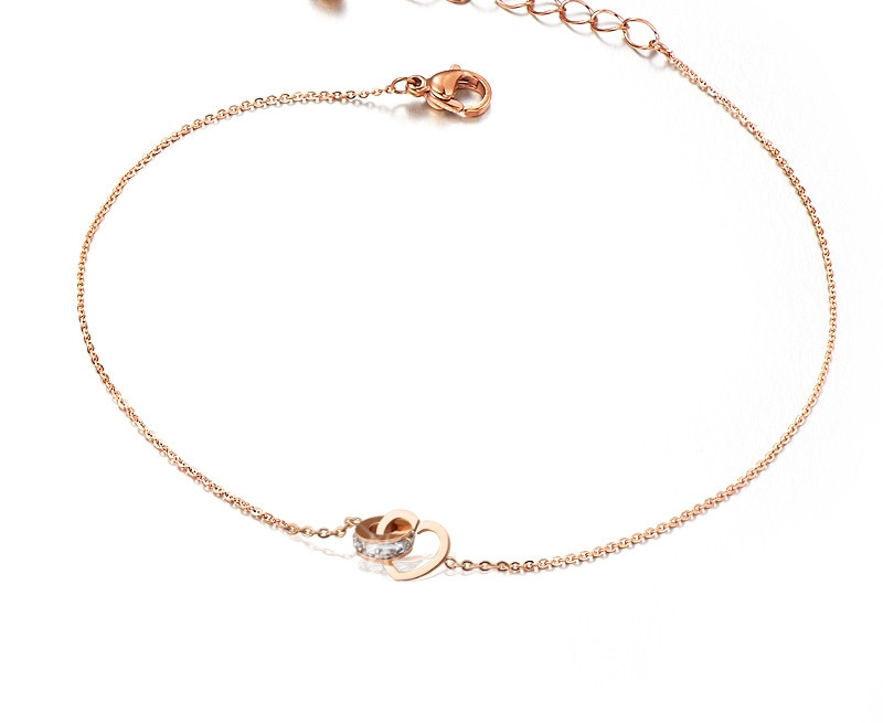 爱心镶脚链女韩版简约学生森系脚踝链足链女款不掉色