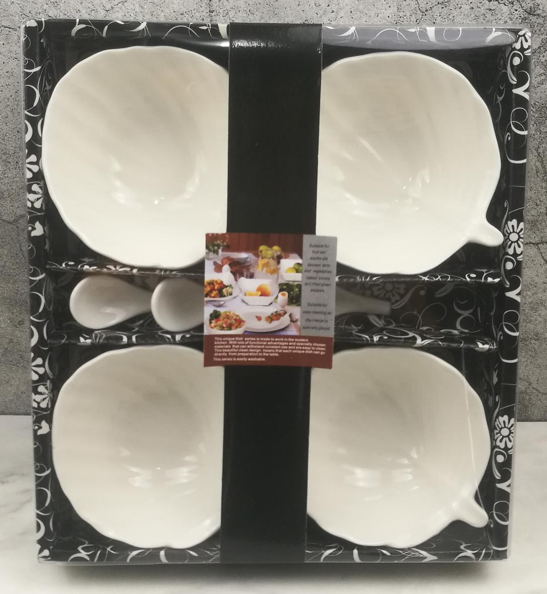 方圆陶瓷小食碟配小勺PVC纸盒彩带包装FUNDUEVB68854详情图9