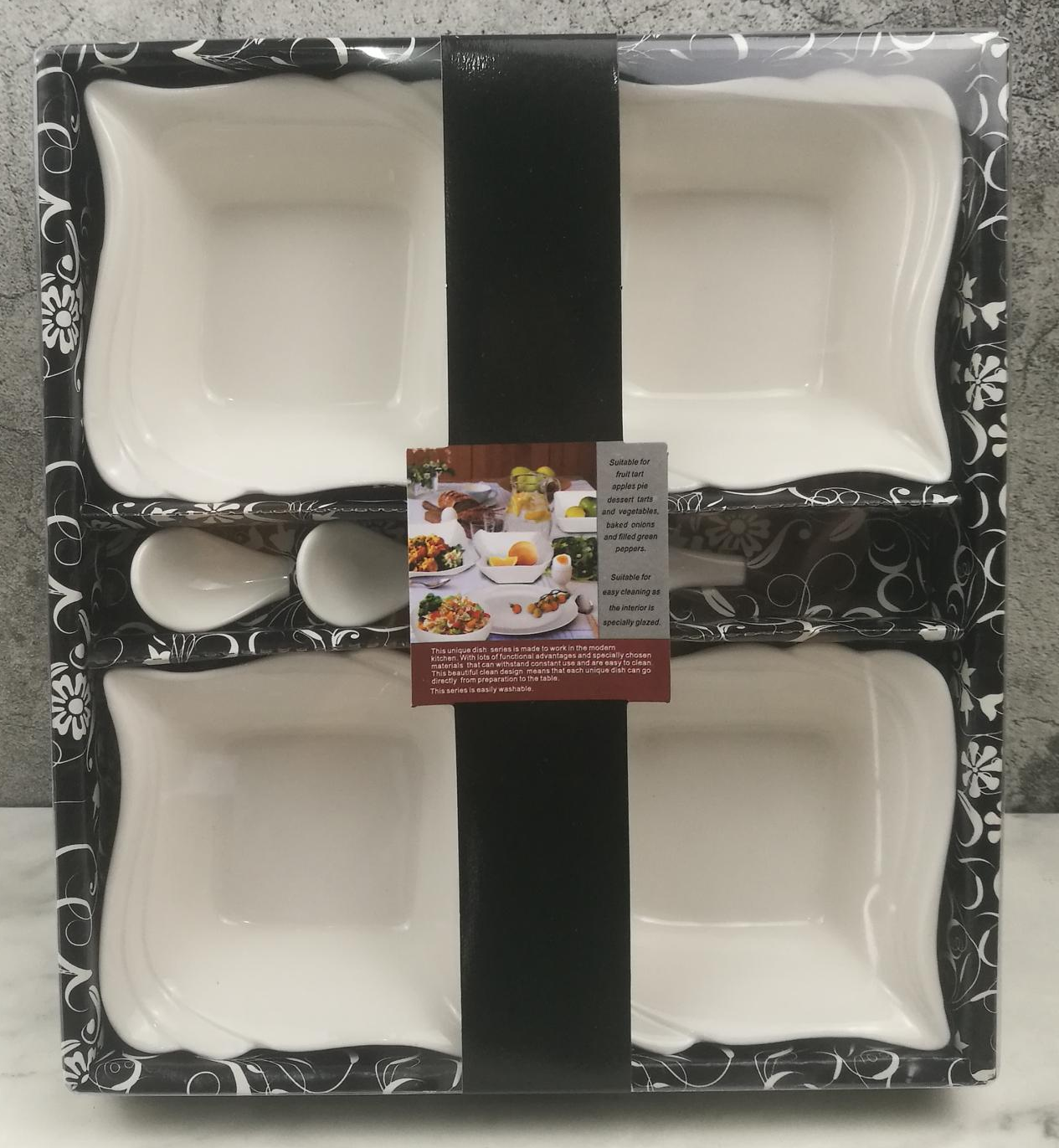 方圆陶瓷小食碟配小勺PVC纸盒彩带包装FUNDUEVB68854详情图10