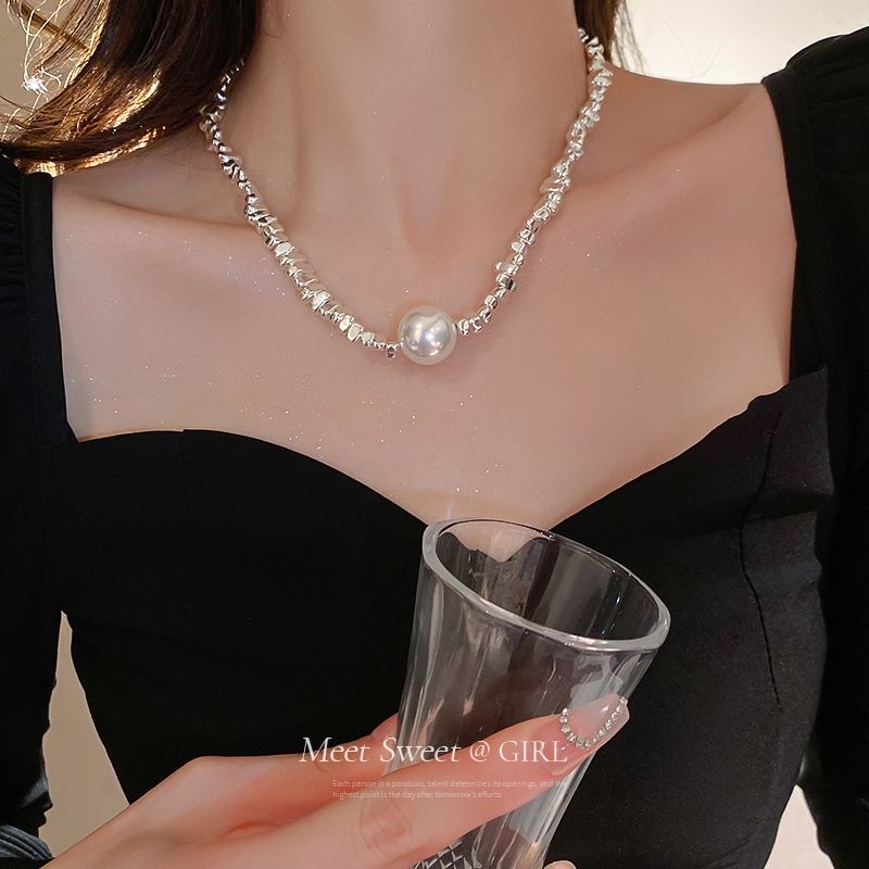  拼接珍珠项链 单颗珍珠吊坠项链女夏季