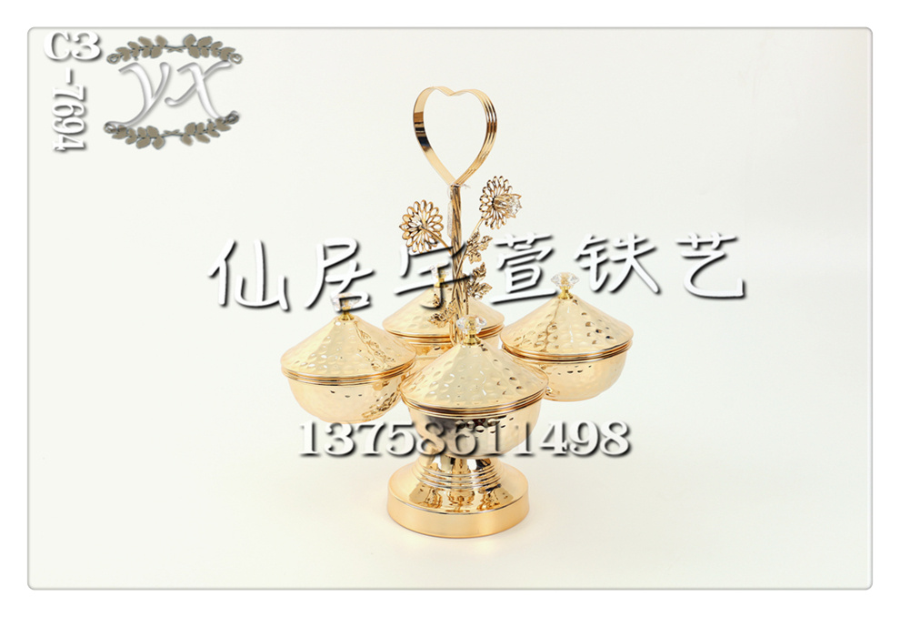 Yuxuan Ironwork Rose Gold European-style light luxury metal ironwork candy stand, pastry stand, coffee stand 15