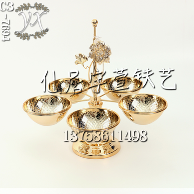 Yuxuan Ironwork Rose Gold European light luxury metal Ironwork material candy stand, pastry stand, coffee stand factory direct sales in stock 16 Specification image