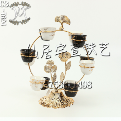 Yuxuan Ironwork Rose Gold European light luxury metal Ironwork material candy stand, pastry stand, coffee stand factory direct sales in stock 16 details Picture