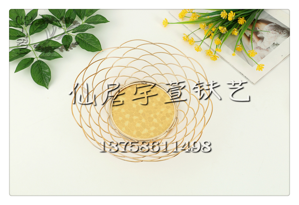 Yuxuan Ironwork Nordic ins Ironwork Fruit Basket, simple hollowed-out snack storage basket, Creative living room fruit plate, home coffee table, fruit basin 2 Specification image