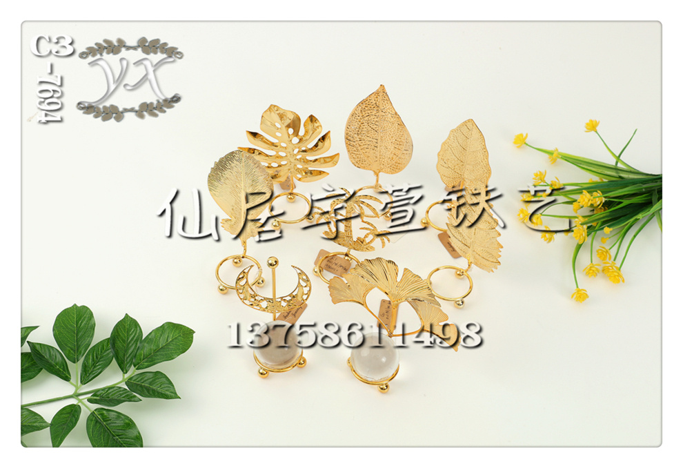 宇萱铁艺厂家直销轻奢北欧立式架水晶球摆件客厅几何玄关电视柜铁艺工艺品21