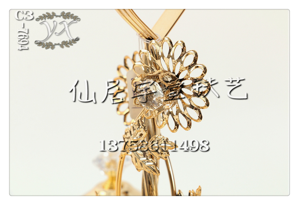 Yuxuan Ironwork Rose Gold European-style light luxury metal ironwork candy stand, pastry stand, coffee stand 15 details Picture