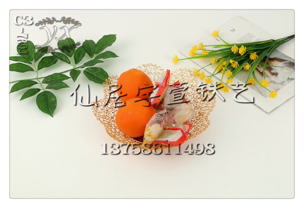 Yuxuan Ironwork Nordic ins Ironwork Fruit Basket, simple hollowed-out snack storage basket, Creative living room fruit plate, home coffee table, fruit basin 2