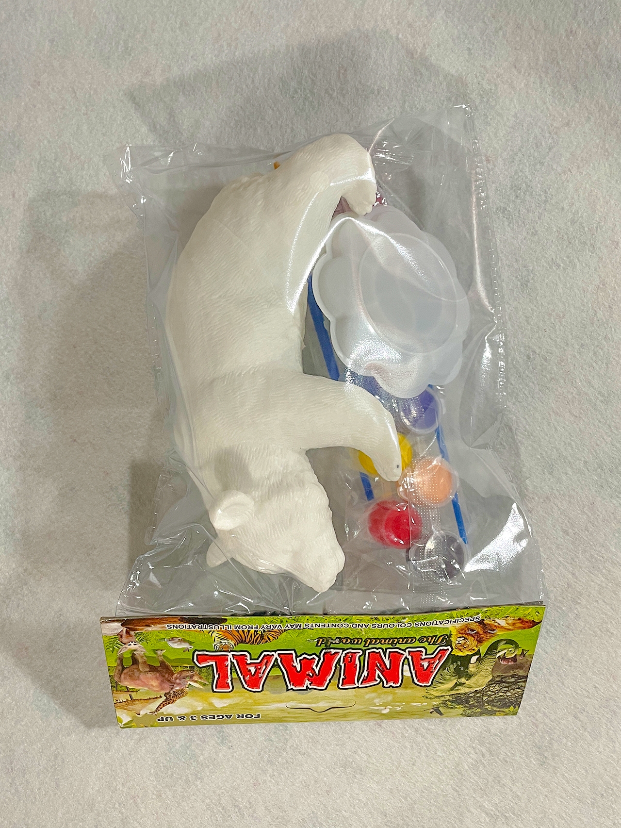 儿童彩绘搪胶动物益智玩具（12色+调色盘）袋装