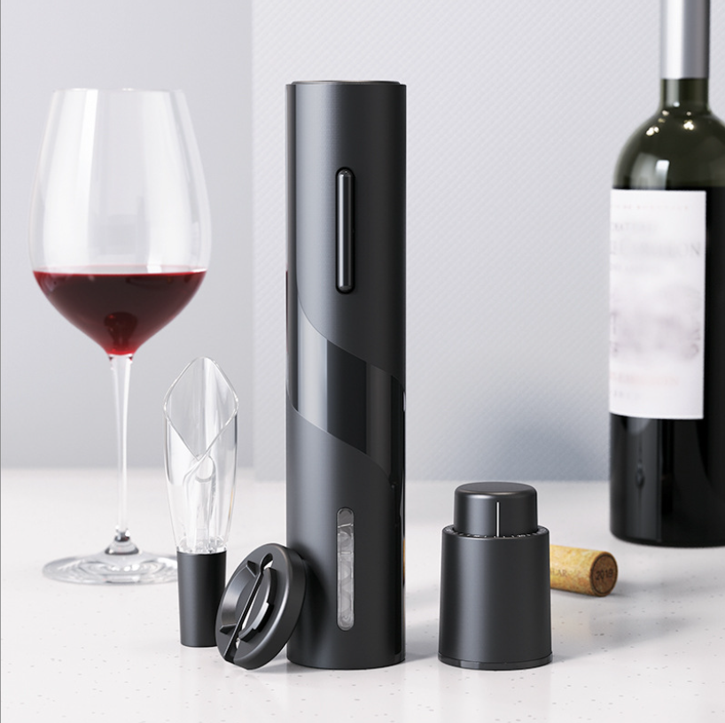 New wine bottle opener set, multi-functional gift box set, plastic dry battery wine bottle opener set details Picture