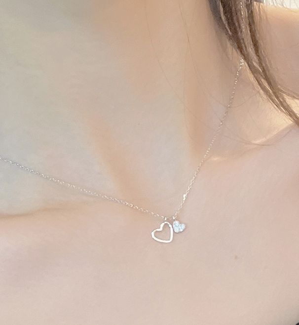 心心相印项链女轻奢小众设计感爱心锁骨链