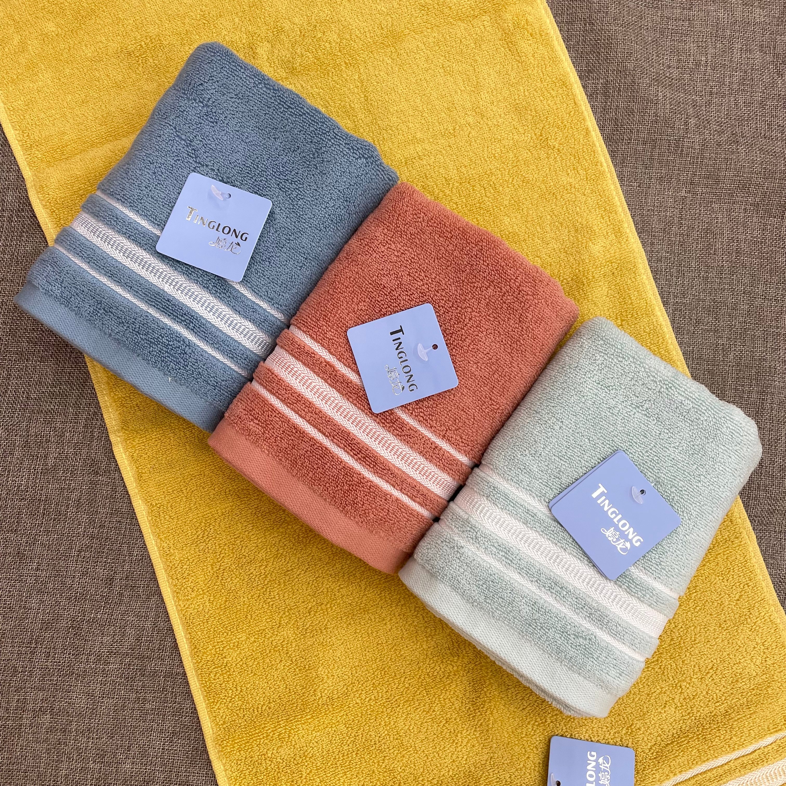 Tinglong Factory direct sales of high-end candy-colored towels and pure cotton adult towels details Picture