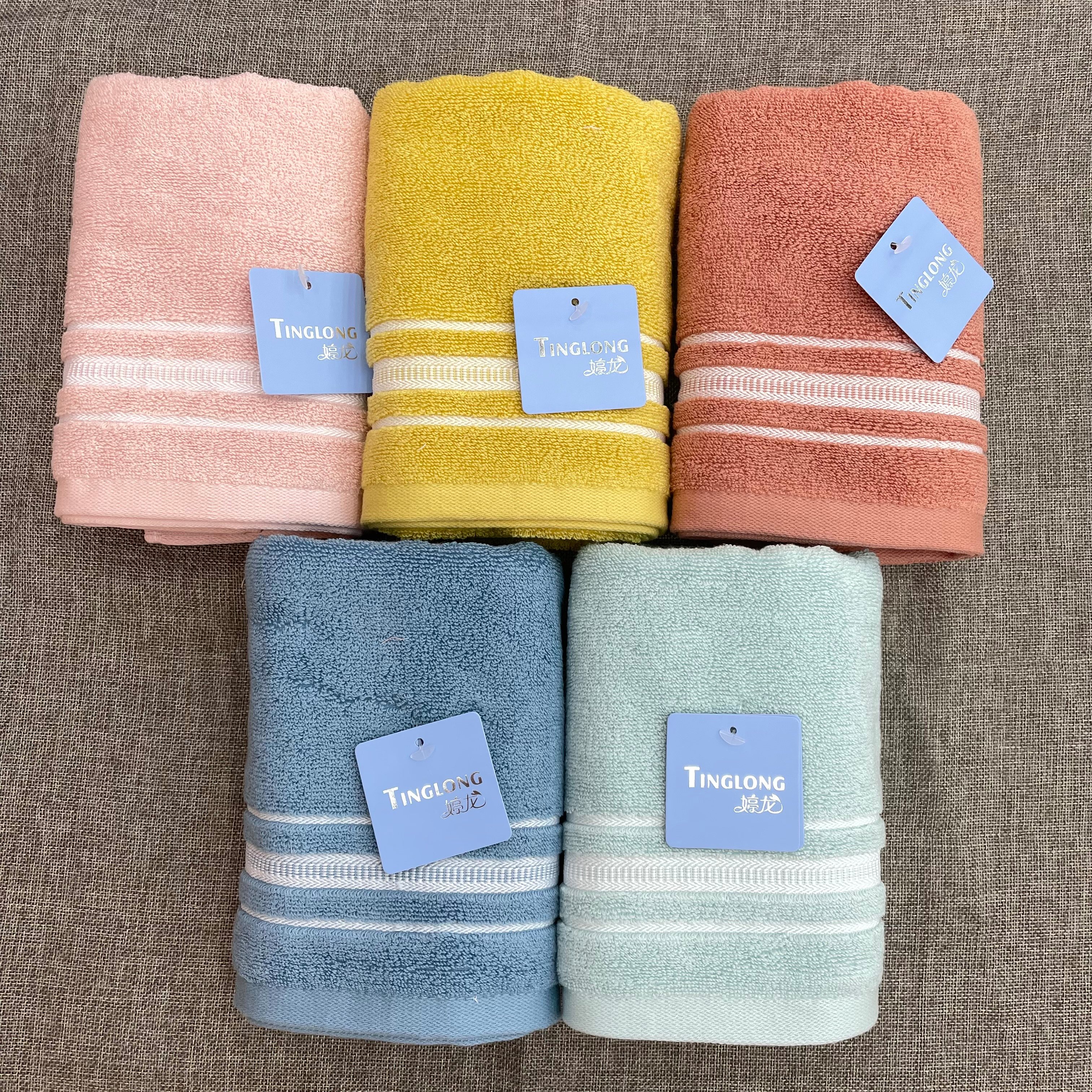 Tinglong Factory direct sales of high-end candy-colored towels and pure cotton adult towels