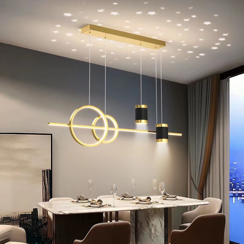 2022新款星星餐厅灯星空餐吊灯现代简约长条饭厅餐桌吧台创意灯具详情3