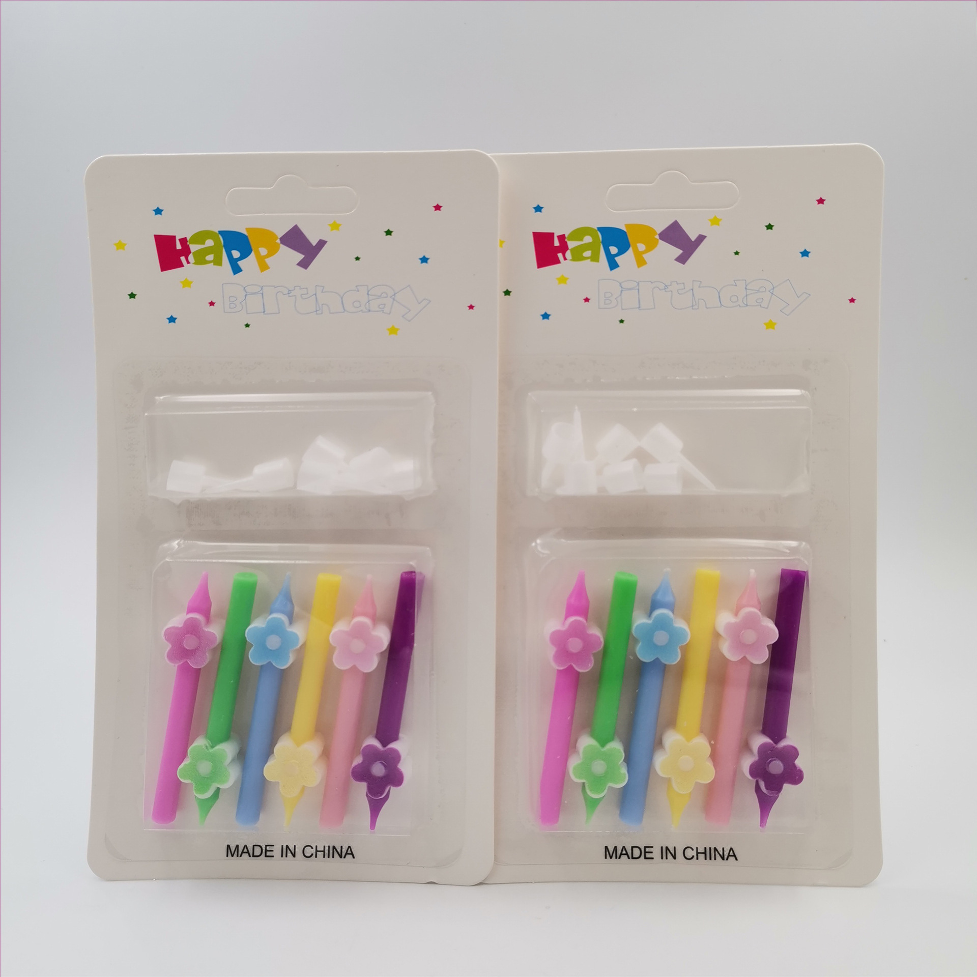 短杆生日蛋糕装饰蜡烛卡通爱心花朵派对蜡烛带底座