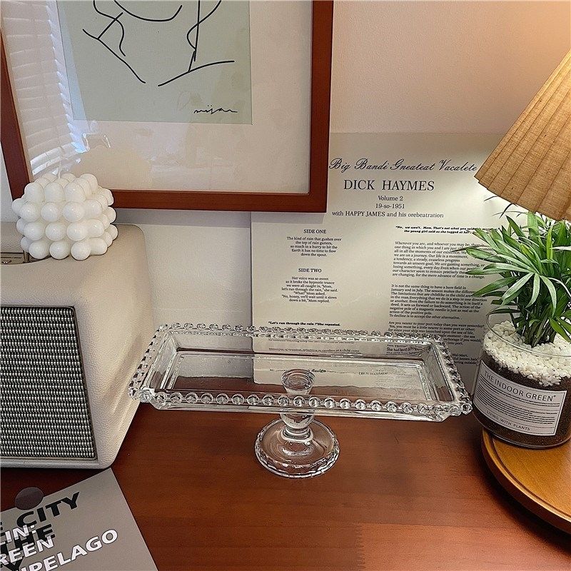 PE-1335XX  INS韩风欧式透明玻璃爱心边家居糕点水果盘高脚高足展示托盘摆件详情图6