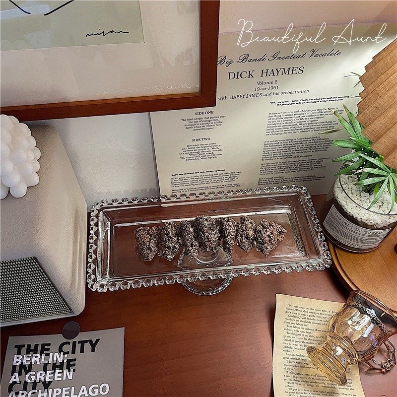 PE-1335XX  INS韩风欧式透明玻璃爱心边家居糕点水果盘高脚高足展示托盘摆件详情图5