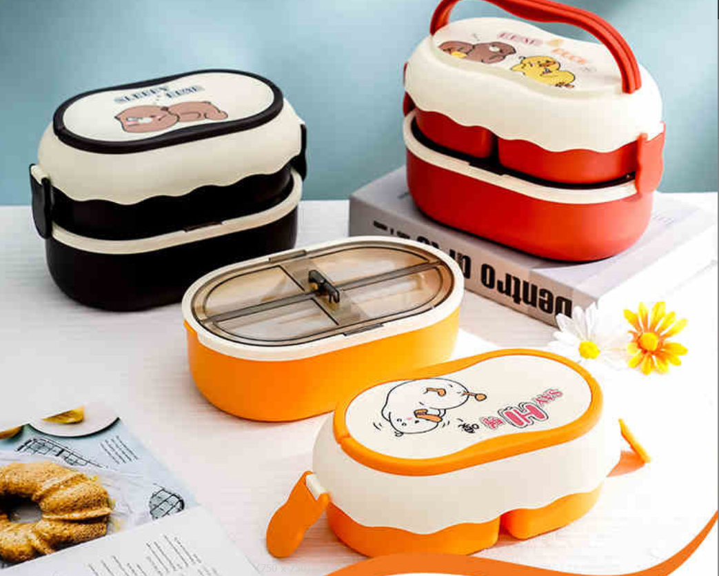 1600ml microwave-heated double-layer lunch box Item Picture