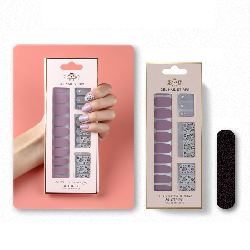 34 nail stickers in leopard print nude color, imported PU film nail stickers from South Korea details Picture