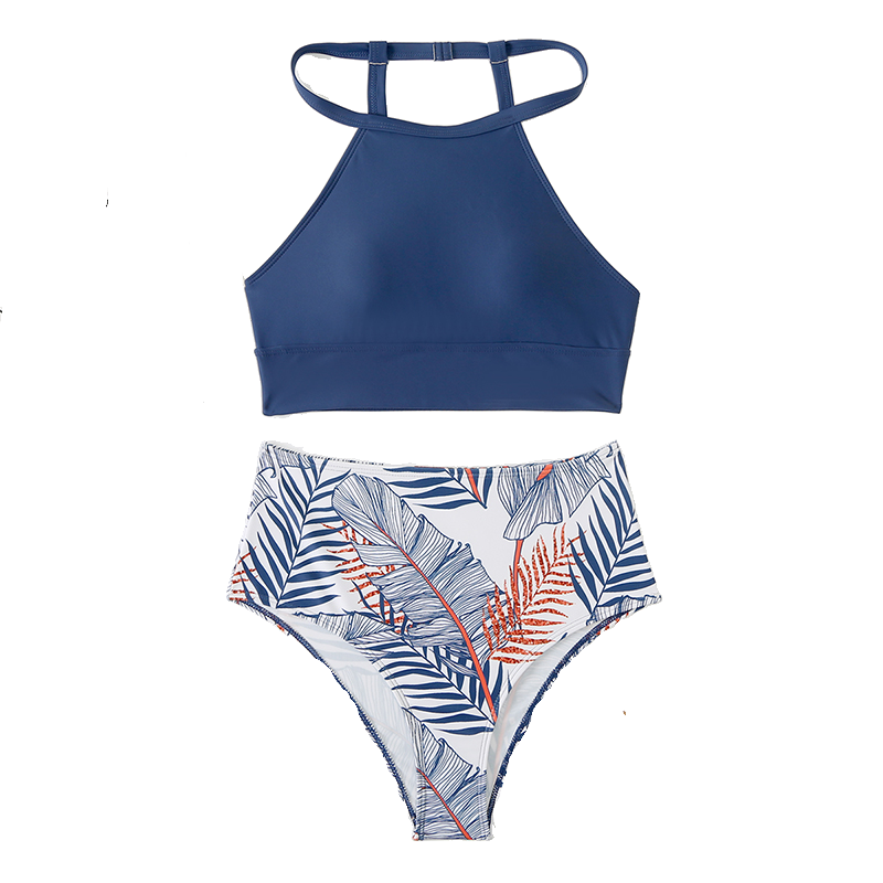 Bikini/性感高腰泳衣/外单比基尼白底实物图