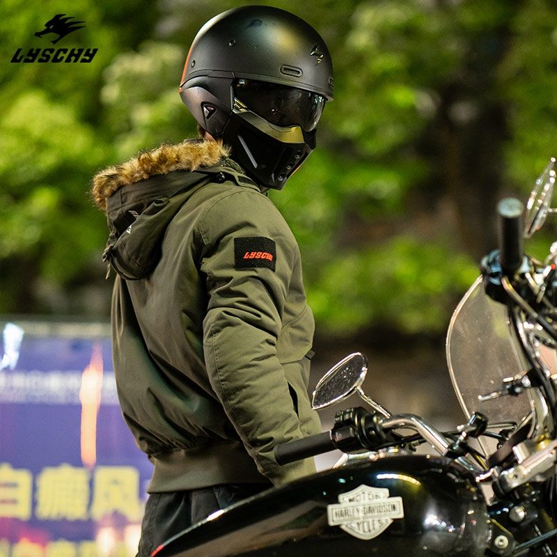 Lei Chi motorcycle riding suit set, men's all-season versatile waterproof winter warm thickened casual jacket racing suit details Picture