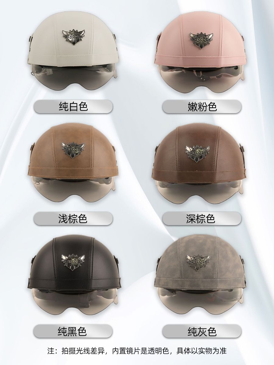 3C-certified retro electric bike helmet for men and women, all-season motorcycle half helmet, lightweight windproof and warm scarf, Internet celebrity pic 2