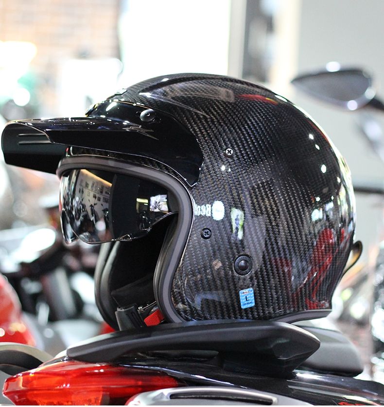 rhkc碳纤维复古哈雷摩托车头盔男女冬季款机车电动车安全帽3c半盔详情图8